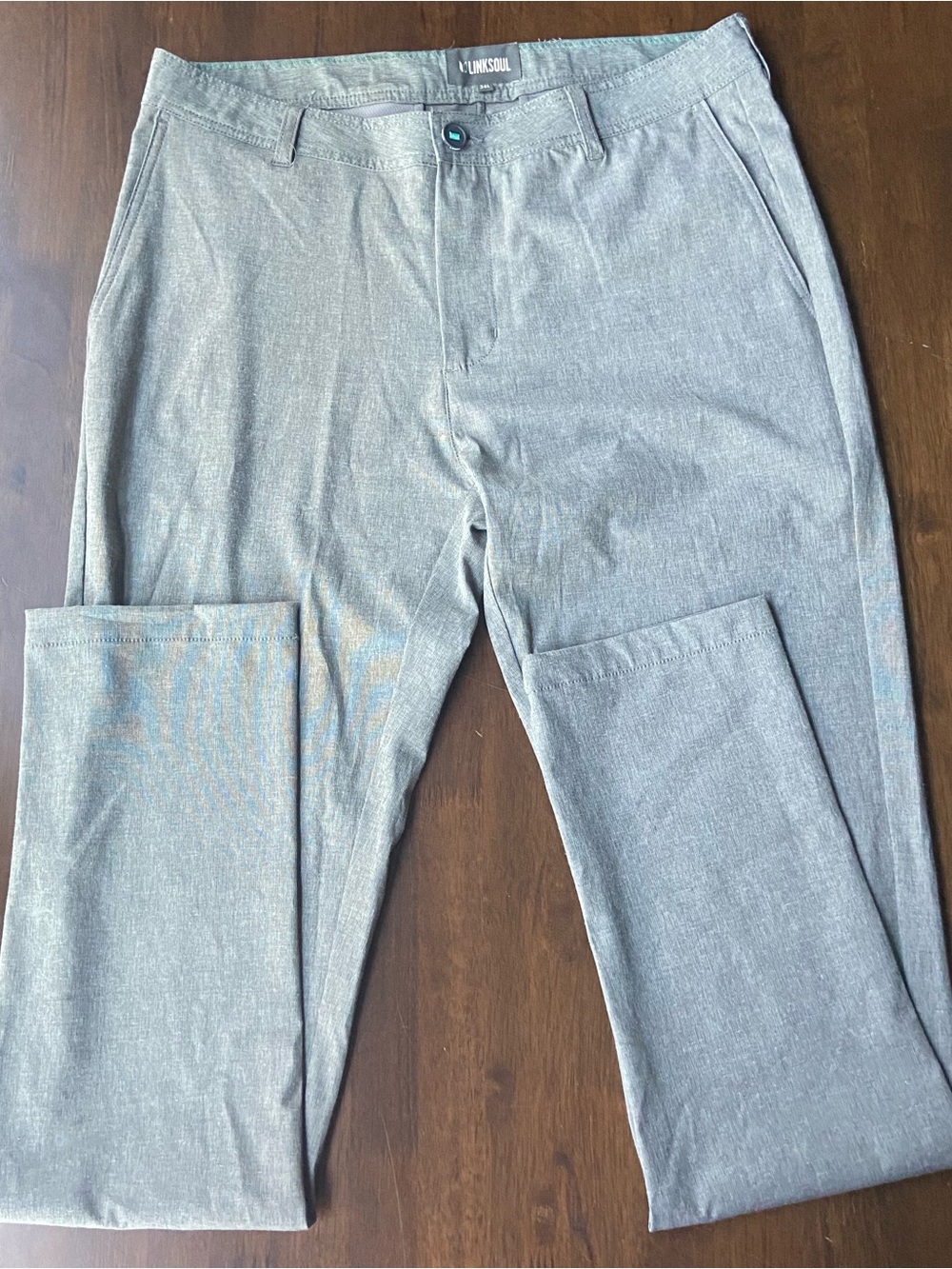 LINKSOUL Golf Boardwalker Pants Mens 34x34 Sage Olive Gray Stretch Chinos
